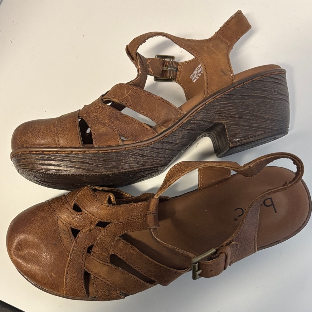 b.o.c. Women's Tan Leather Sandals sz 8 - Picture 7 of 9